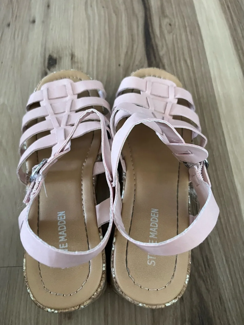 Steve Madden Blush Pink Wedges Sandal With Flower Details Girls Size 4